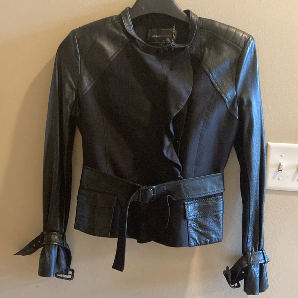 BCBGMAXAZRIA Leather feminine biker Jacket